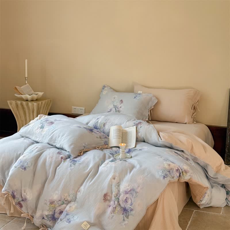 Ownkoti Subtle Floral Cotton Tie-Closure Bedding Set(4PCS) - image 2