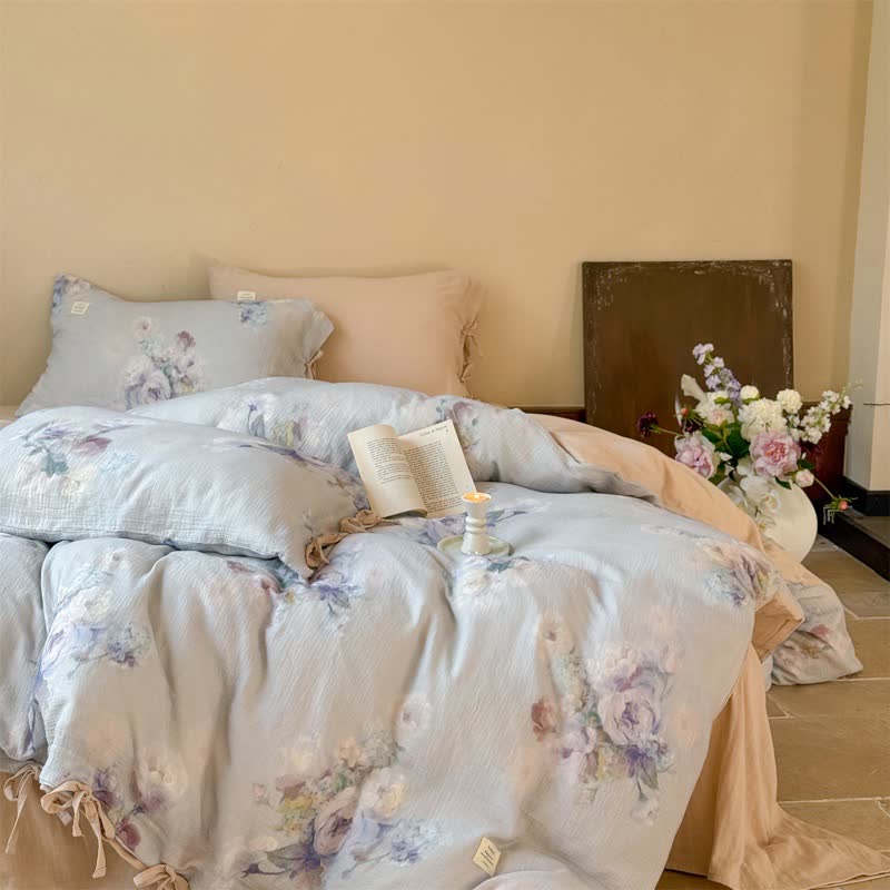 Ownkoti Subtle Floral Cotton Tie-Closure Bedding Set(4PCS) - image 5