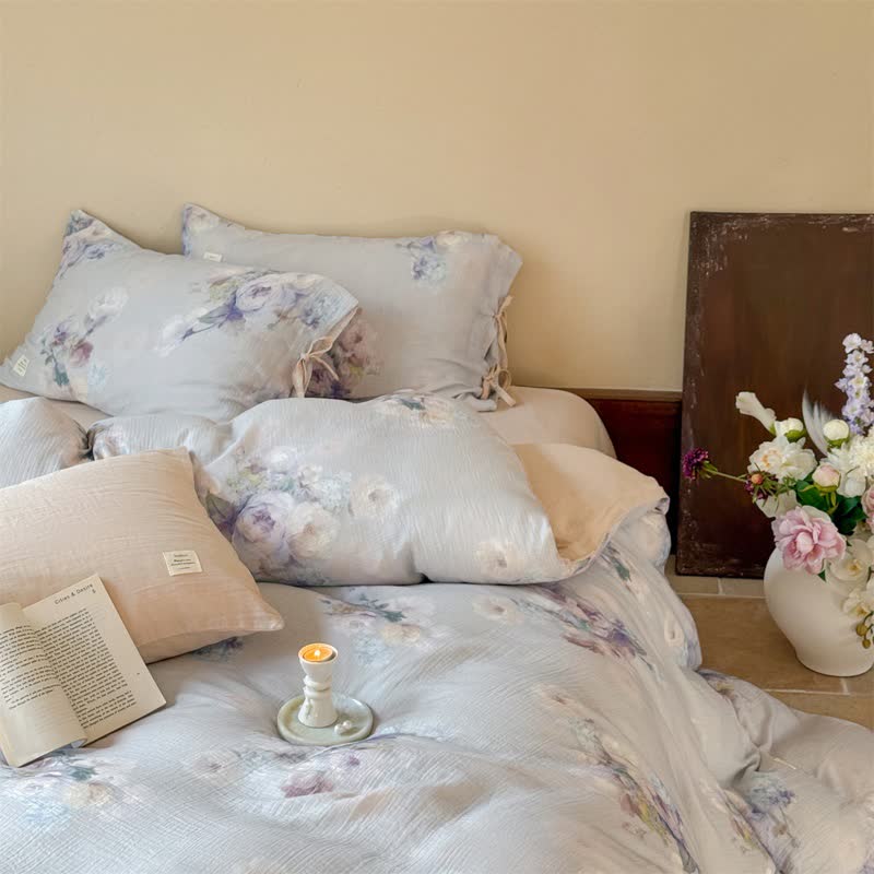Ownkoti Subtle Floral Cotton Tie-Closure Bedding Set(4PCS) - image 6