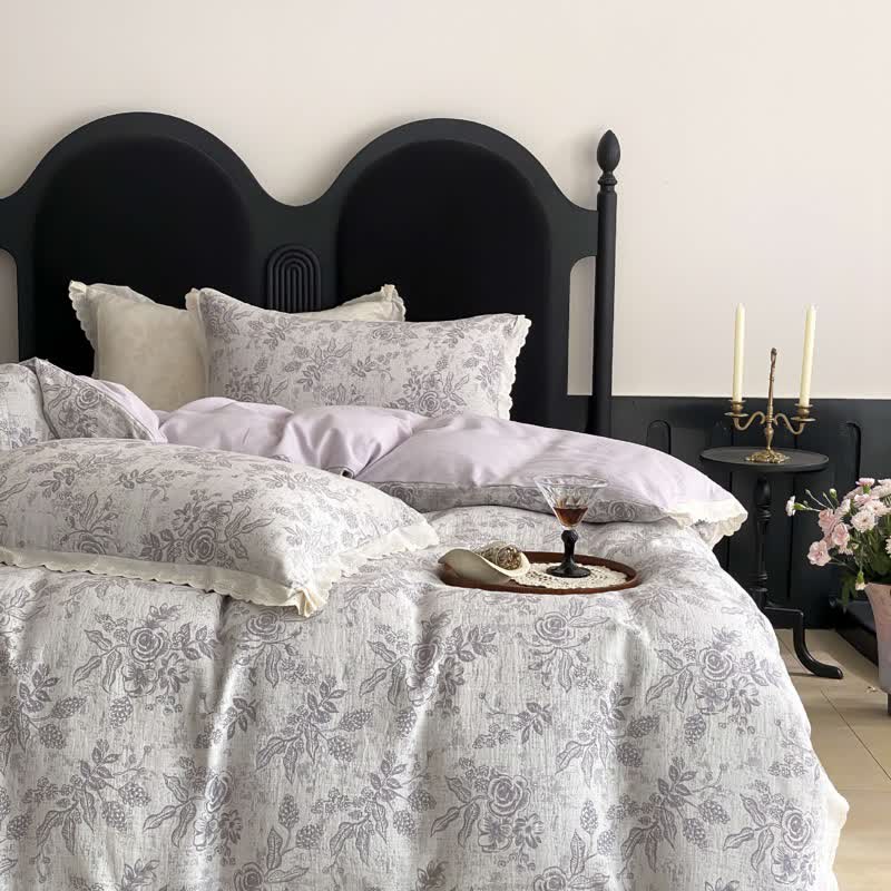 Ownkoti Vintage Subtle Rose Cotton Gauze Bedding Set(4PCS) - image 14