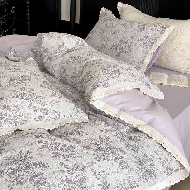 Ownkoti Vintage Subtle Rose Cotton Gauze Bedding Set(4PCS) - image 13