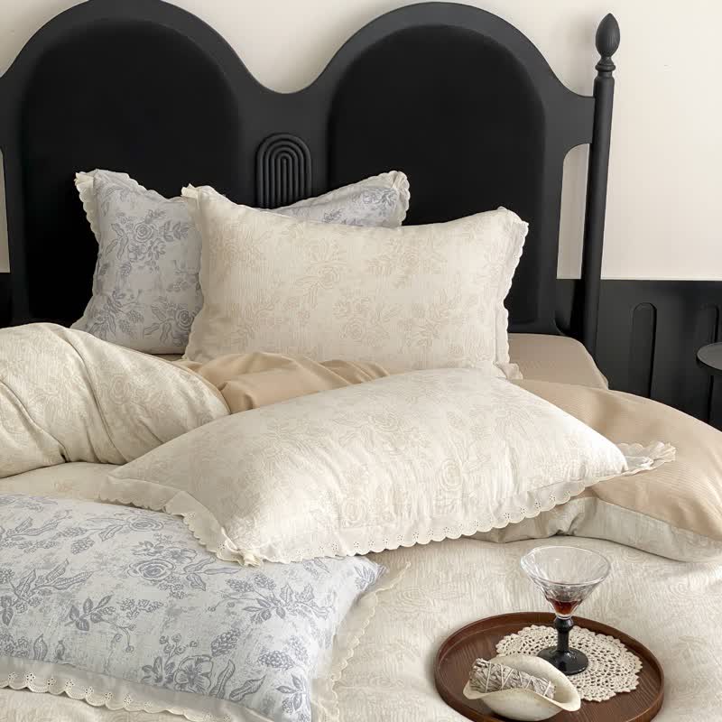 Ownkoti Vintage Subtle Rose Cotton Gauze Bedding Set(4PCS) - image 11