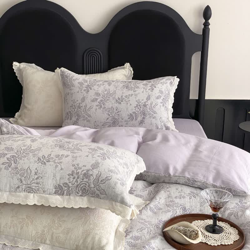 Ownkoti Vintage Subtle Rose Cotton Gauze Bedding Set(4PCS) - image 15