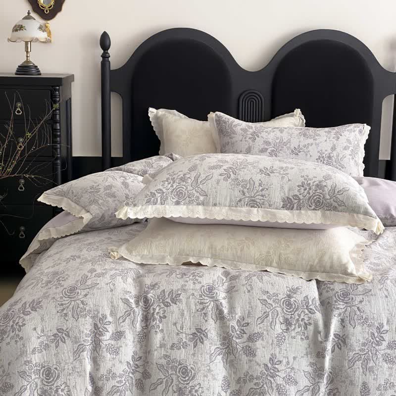 Ownkoti Vintage Subtle Rose Cotton Gauze Bedding Set(4PCS) - image 16