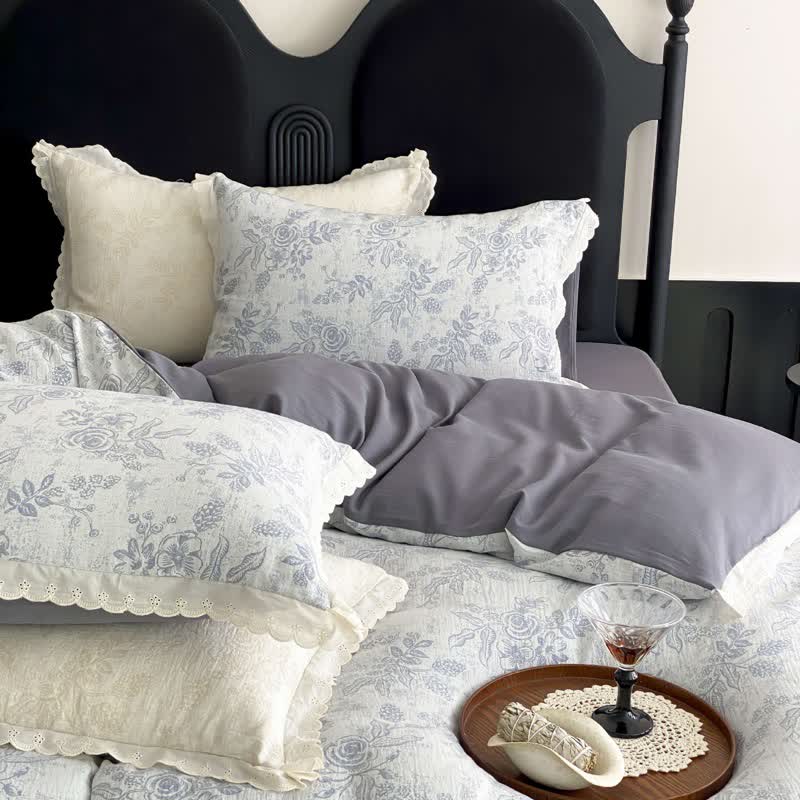 Ownkoti Vintage Subtle Rose Cotton Gauze Bedding Set(4PCS) - image 4