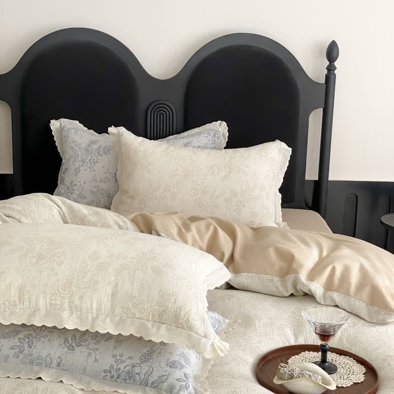 Ownkoti Vintage Subtle Rose Cotton Gauze Bedding Set(4PCS) - image 10