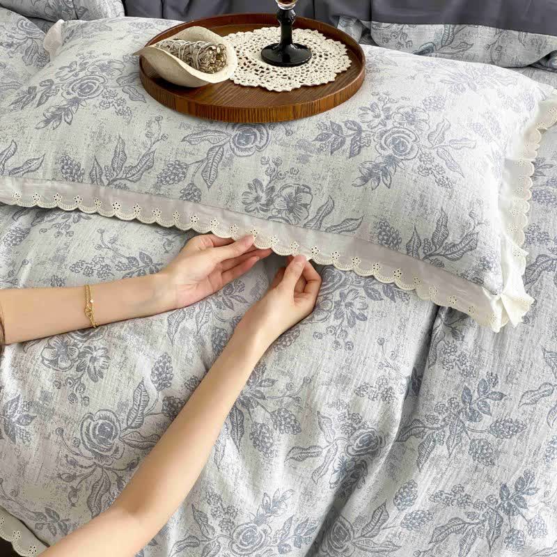 Ownkoti Vintage Subtle Rose Cotton Gauze Bedding Set(4PCS) - image 6