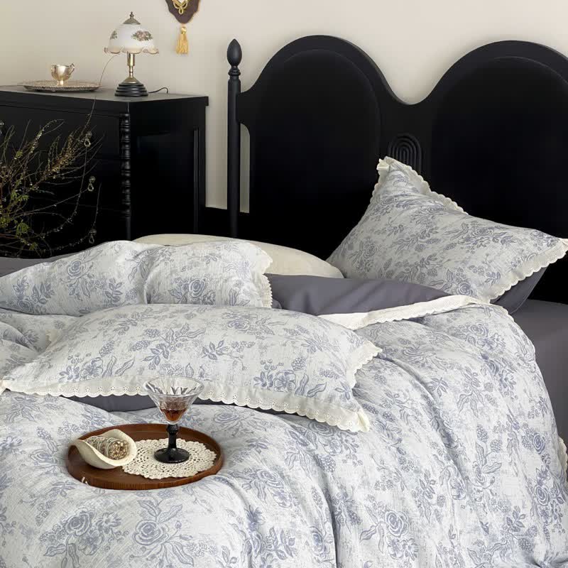 Ownkoti Vintage Subtle Rose Cotton Gauze Bedding Set(4PCS) - image 2