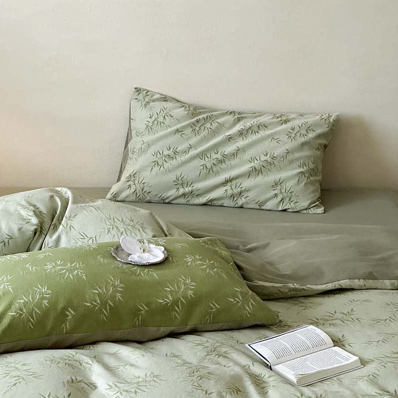 Ownkoti Oriental Bamboo Leaf Jacquard Cotton Bedding Set(4PCS) - image 6
