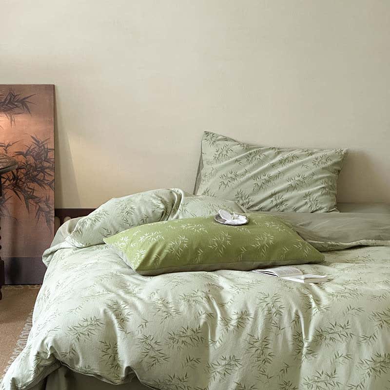 Ownkoti Oriental Bamboo Leaf Jacquard Cotton Bedding Set(4PCS) - image 2