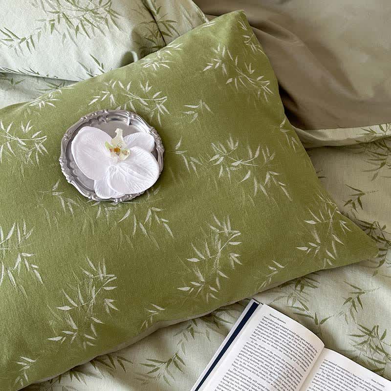 Ownkoti Oriental Bamboo Leaf Jacquard Cotton Bedding Set(4PCS) - image 8