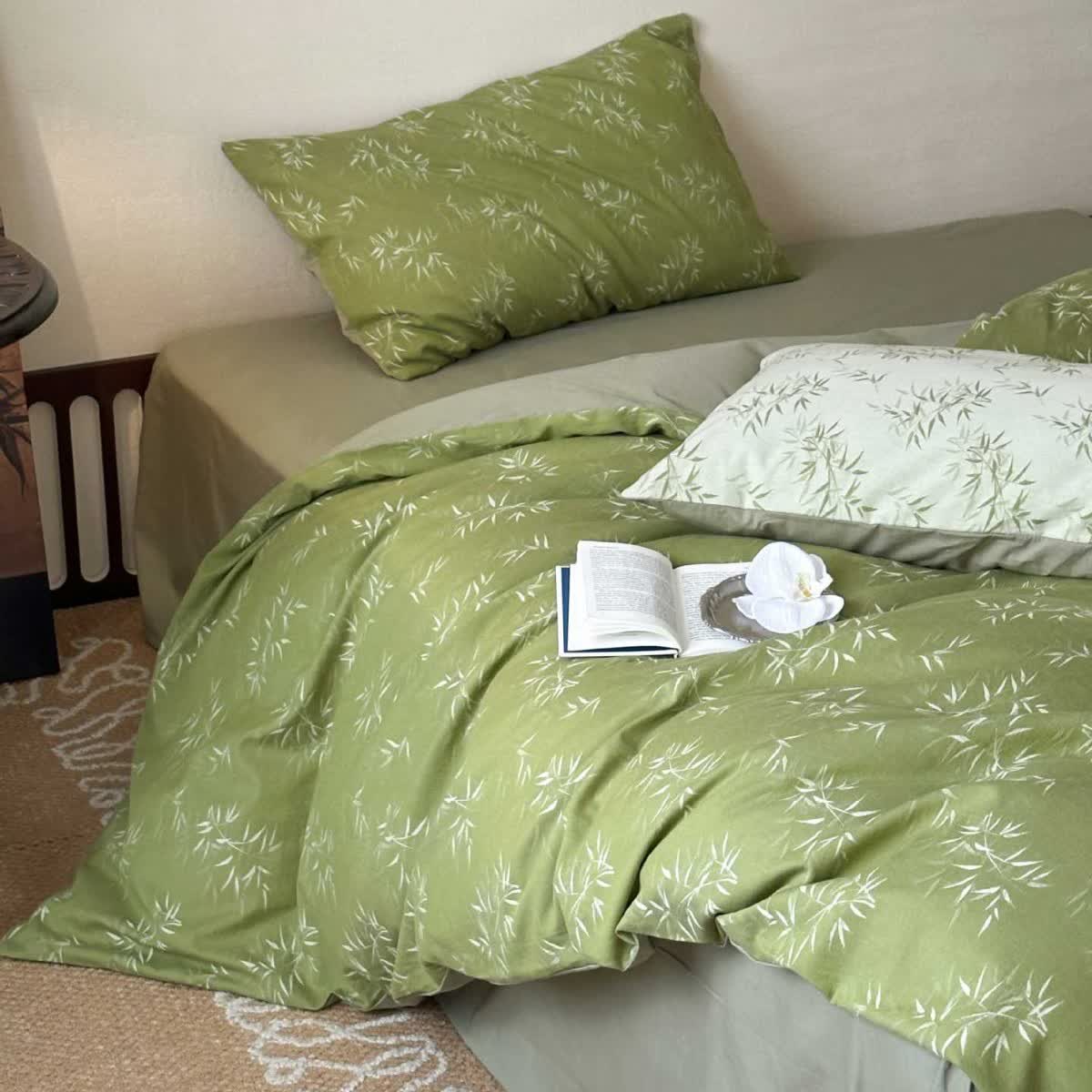Ownkoti Oriental Bamboo Leaf Jacquard Cotton Bedding Set(4PCS) - image 10