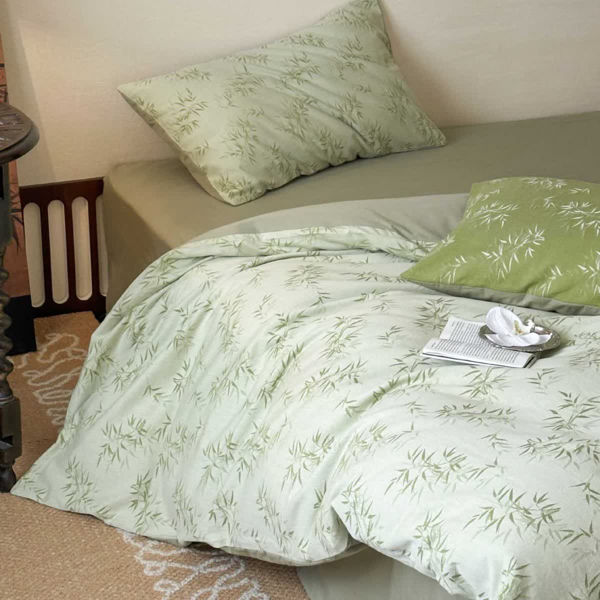 Ownkoti Oriental Bamboo Leaf Jacquard Cotton Bedding Set(4PCS) - image 3