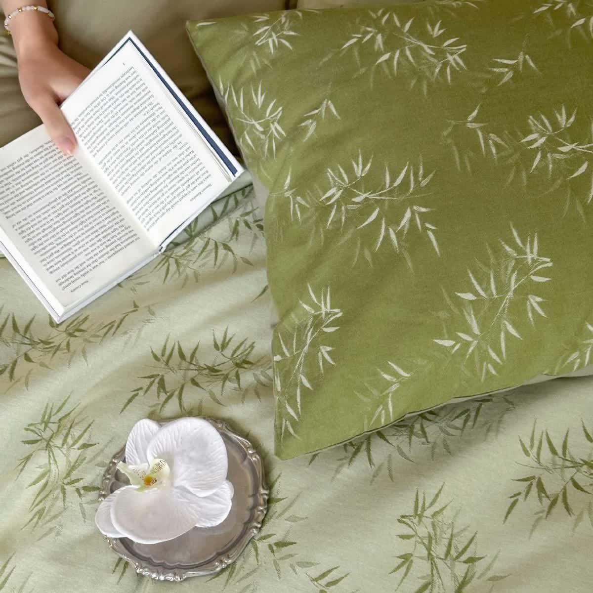 Ownkoti Oriental Bamboo Leaf Jacquard Cotton Bedding Set(4PCS) - image 7