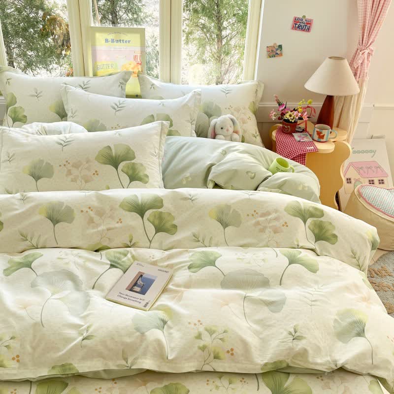 Ownkoti Fresh Rustic Ginkgo Leaf Cotton Bedding - image 1