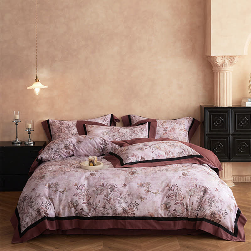 Ownkoti Dreamy Floral & Butterfly Cotton Bedding Set(4PCS) - Pink - King - image 0