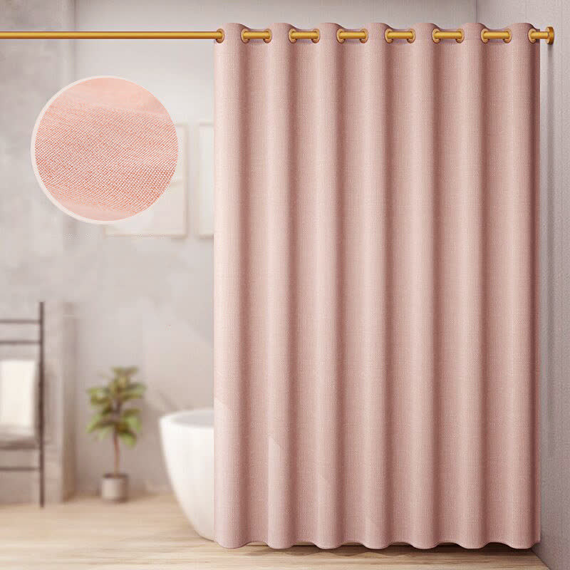 Ownkoti Luxurious Solid Color Flax Shower Curtain - Pink - 94"W x 79"L - image 2