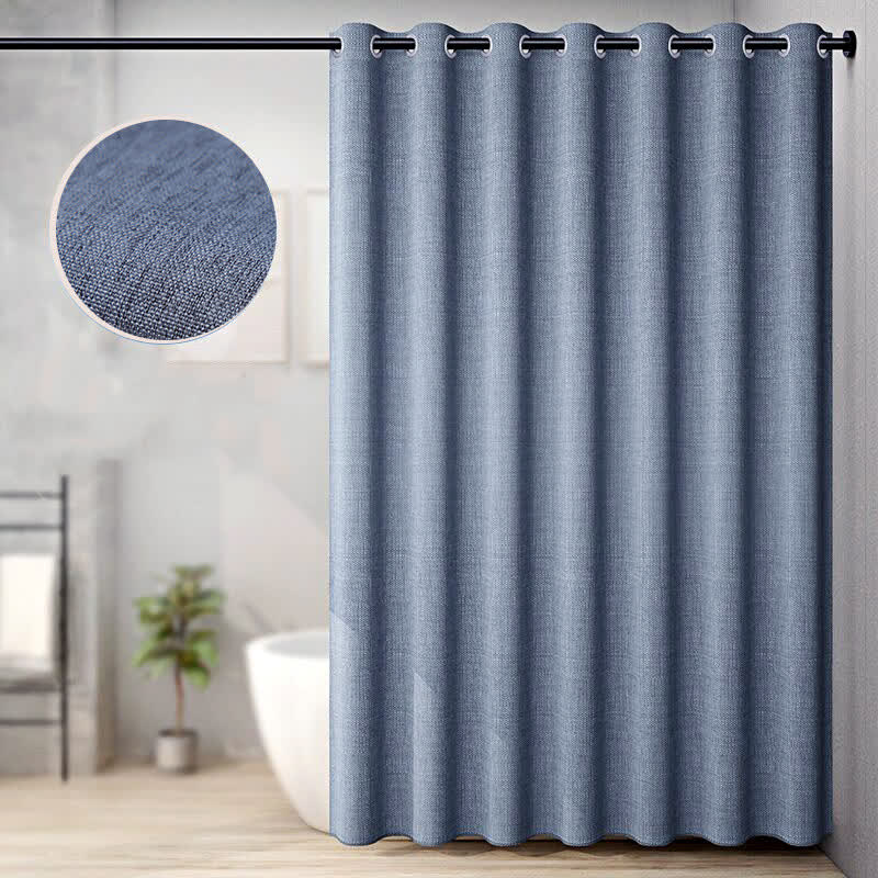 Ownkoti Luxurious Solid Color Flax Shower Curtain - Gray Blue - 94"W x 79"L - image 1
