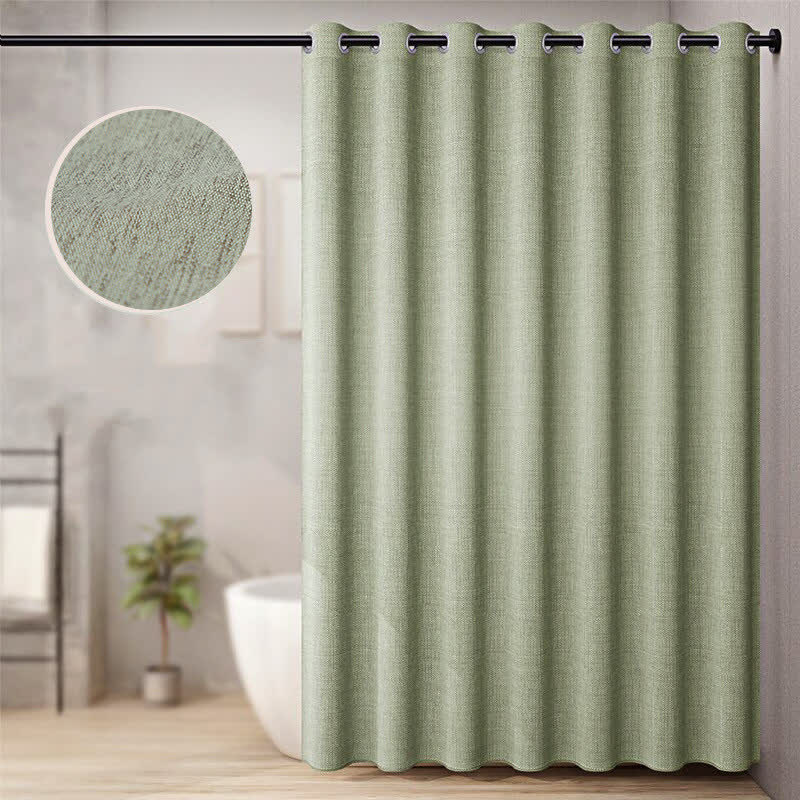 Ownkoti Luxurious Solid Color Flax Shower Curtain - Green - 94"W x 79"L - image 3