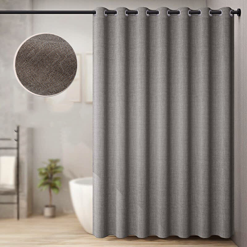 Ownkoti Luxurious Solid Color Flax Shower Curtain - Dark Grey - 94"W x 79"L - image 5