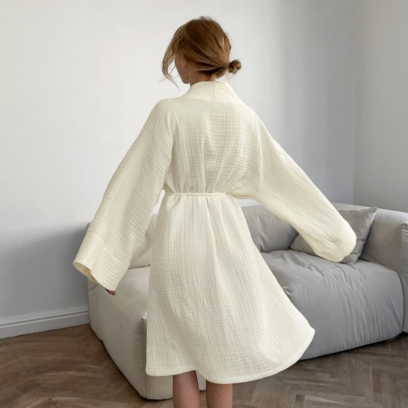 Ownkoti Beige Pure Cotton Kimono Robe - image 4
