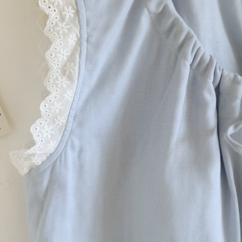 Ownkoti Solid Cotton Lace Trim Tank Pajamas - image 18
