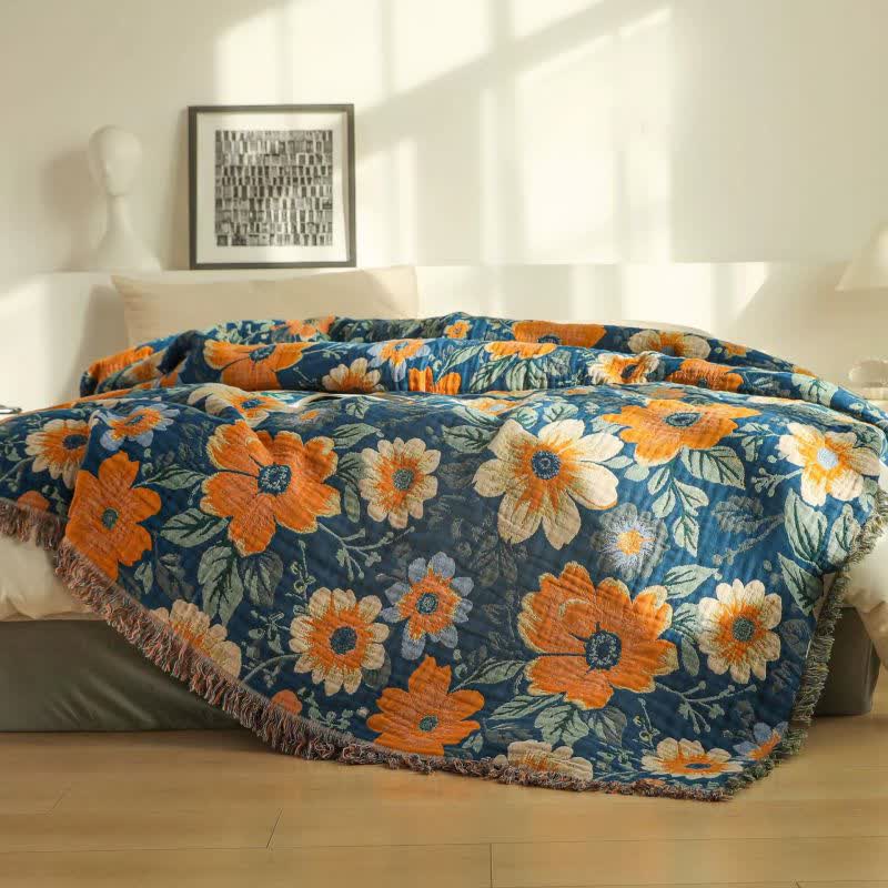 Ownkoti Bright Daisy Cotton Gauze Tassel Blanket - image 2
