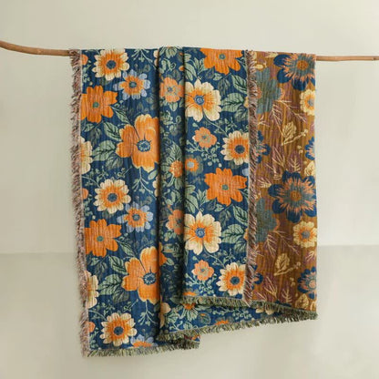 Ownkoti Bright Daisy Cotton Gauze Tassel Blanket - 90"W x 98"L - image 0