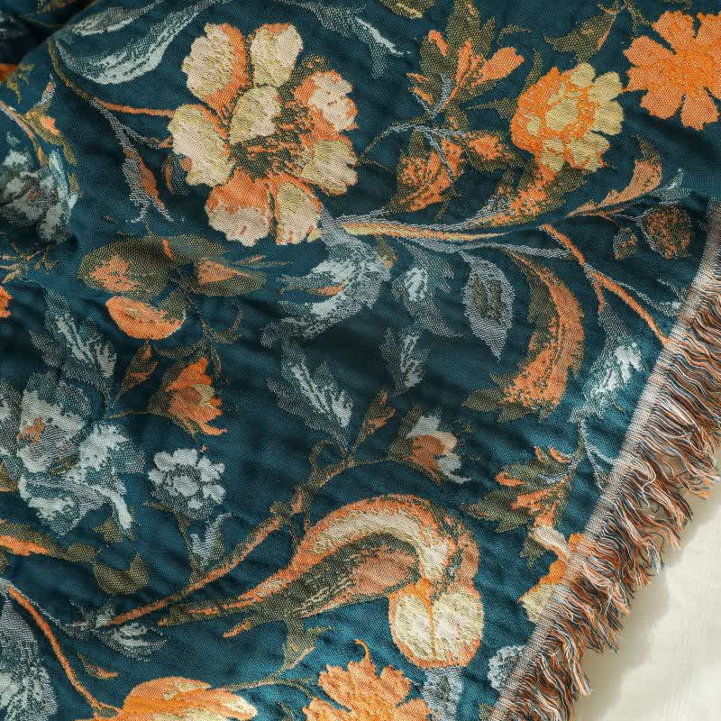 Ownkoti Vibrant Floral Bird Tassel Cotton Blanket - image 7