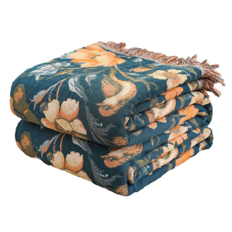 Ownkoti Vibrant Floral Bird Tassel Cotton Blanket - image 6