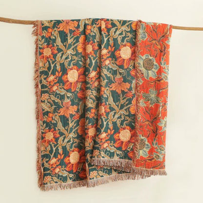 Ownkoti Luxurious Floral Cotton Tassel Blanket - 90"W x 98"L - image 0