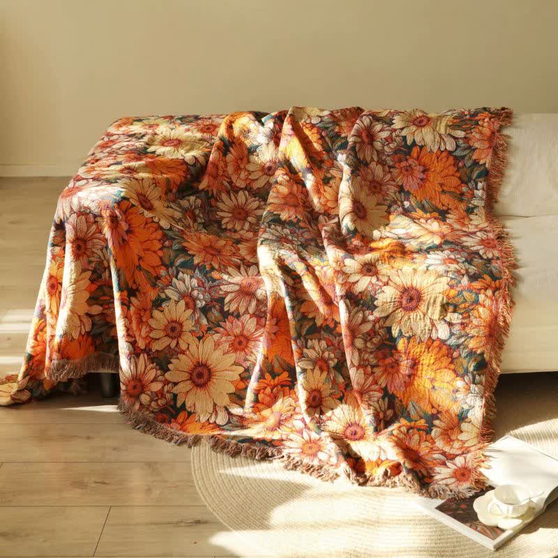 Ownkoti Blooming Sunflower Cotton Tassel Blanket - image 1
