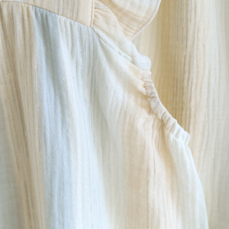 Ownkoti Cotton Gauze Striped Ruffle Trim Tank Loungewear - image 13