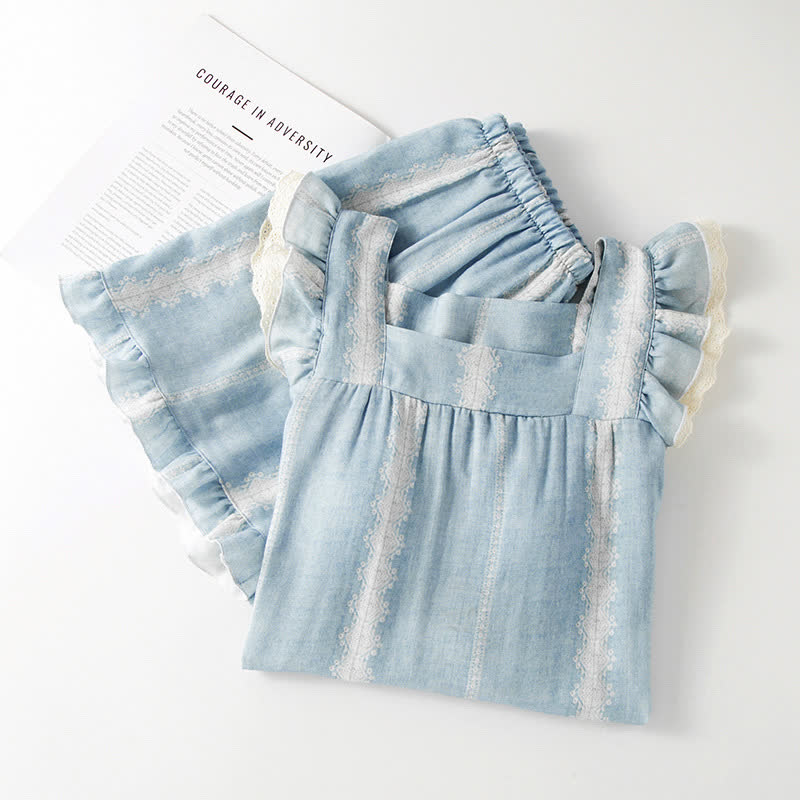 Ownkoti Bamboo Fiber Blue Vertical Pattern Loungewear - image 2