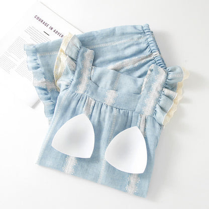 Ownkoti Bamboo Fiber Blue Vertical Pattern Loungewear - image 3