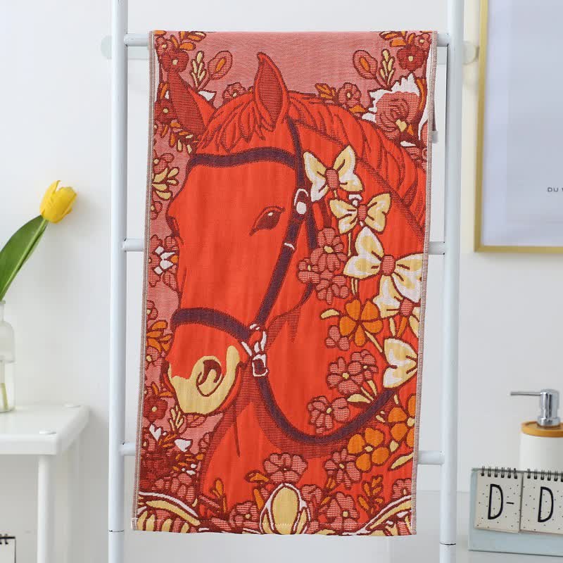 Ownkoti Oriental Horse Floral Cotton Gauze Towel - image 1