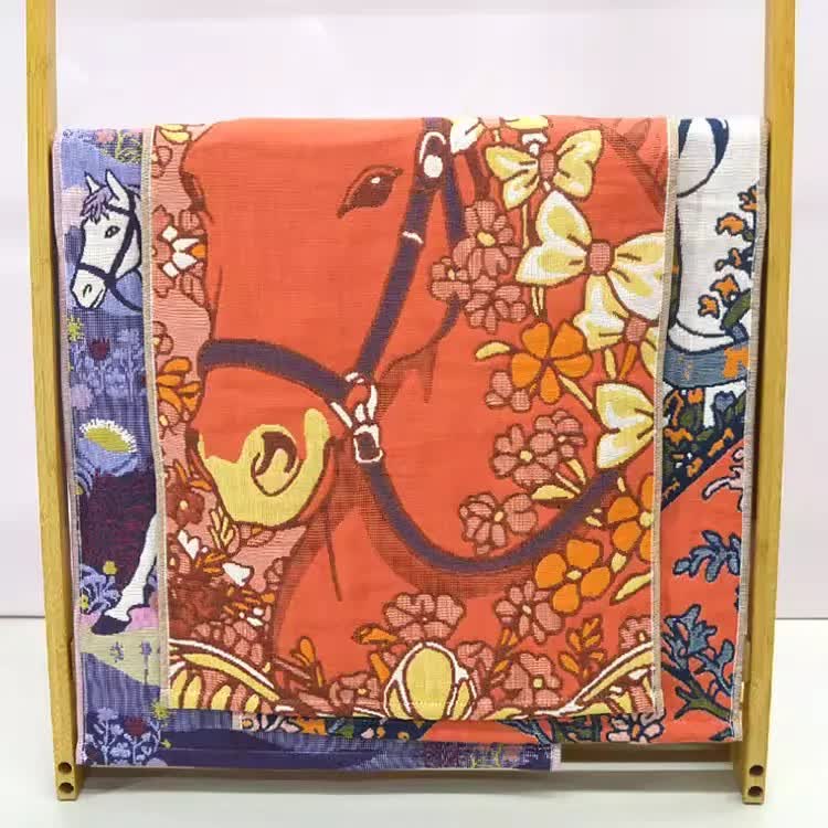 Ownkoti Oriental Horse Floral Cotton Gauze Towel - image 4