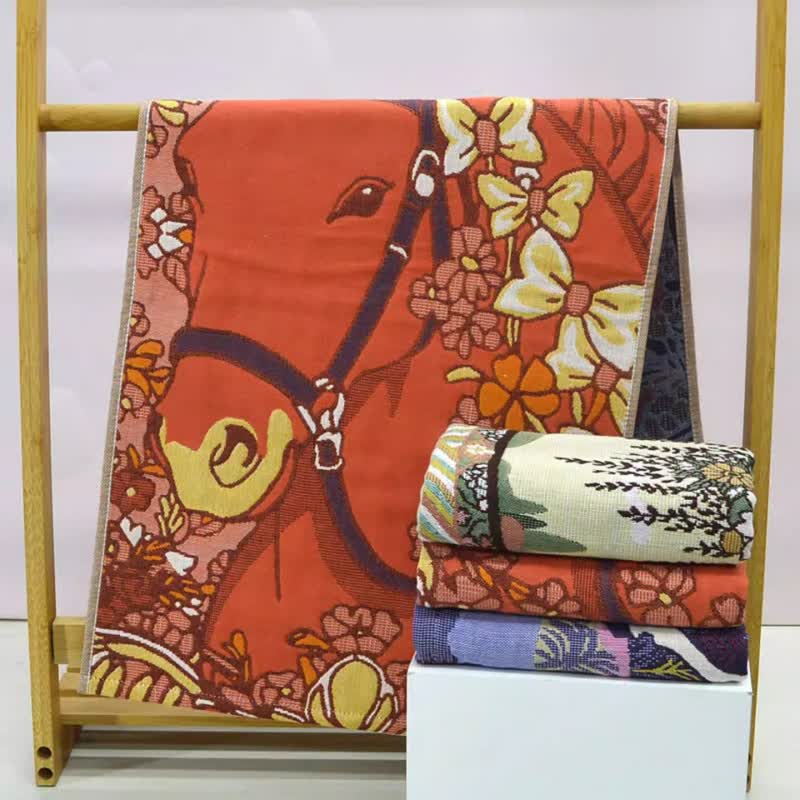Ownkoti Oriental Horse Floral Cotton Gauze Towel - image 3