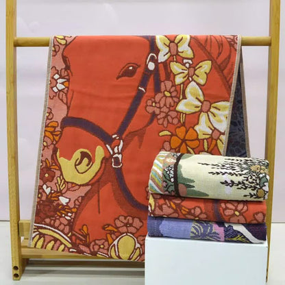 Ownkoti Oriental Horse Floral Cotton Gauze Towel - image 3