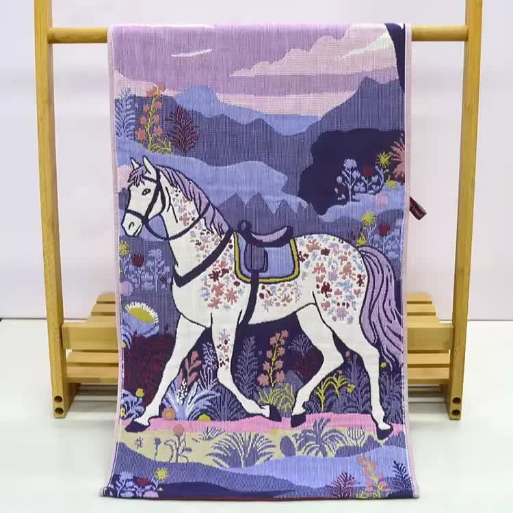 Ownkoti Purple Horse Floral Cotton Gauze Towel - image 2
