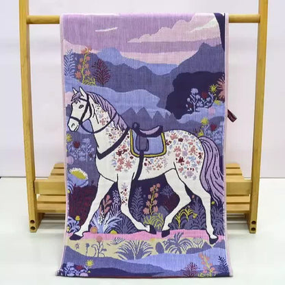 Ownkoti Purple Horse Floral Cotton Gauze Towel - image 2