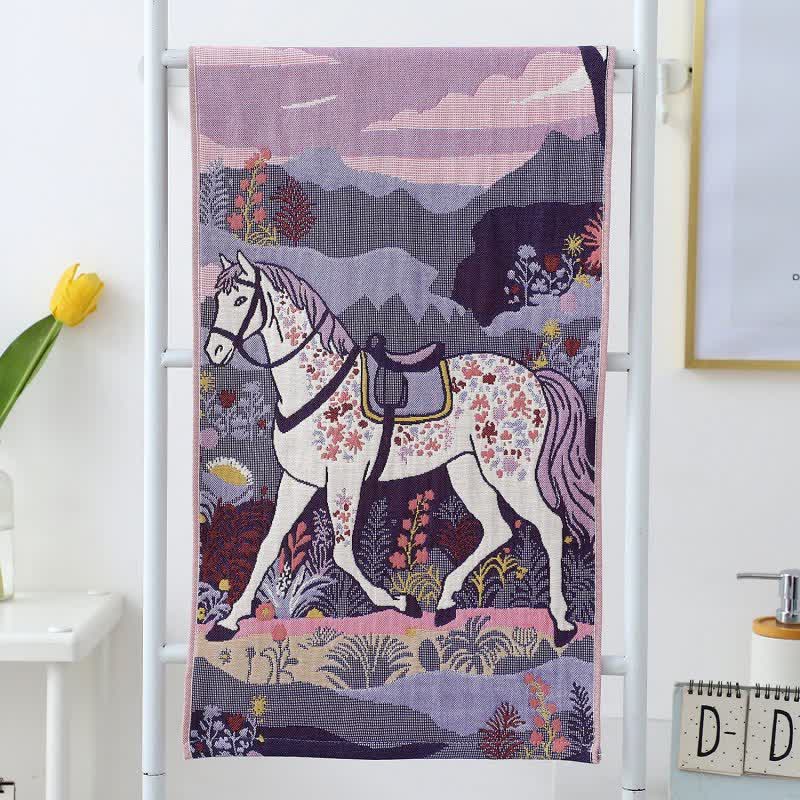 Ownkoti Purple Horse Floral Cotton Gauze Towel - image 1