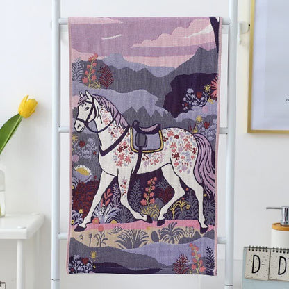 Ownkoti Purple Horse Floral Cotton Gauze Towel - image 1