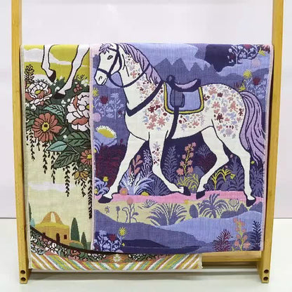 Ownkoti Purple Horse Floral Cotton Gauze Towel - image 4
