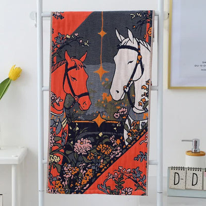 Ownkoti Artistic Horse Floral Cotton Gauze Towel - image 1