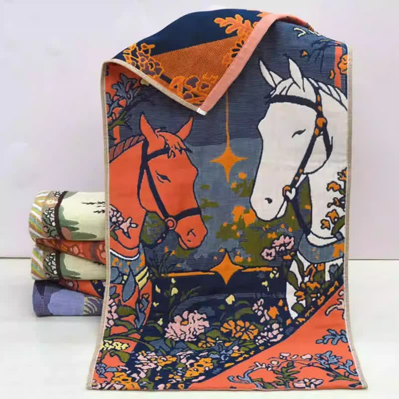 Ownkoti Artistic Horse Floral Cotton Gauze Towel - image 3
