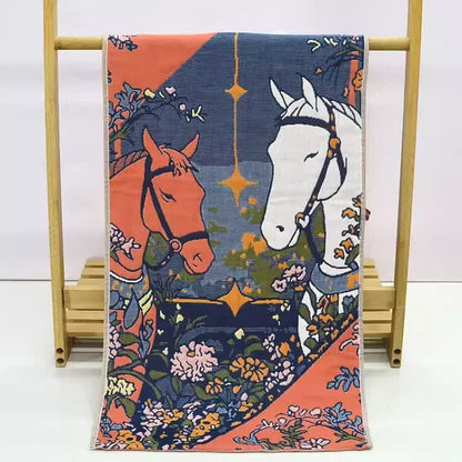 Ownkoti Artistic Horse Floral Cotton Gauze Towel - image 2