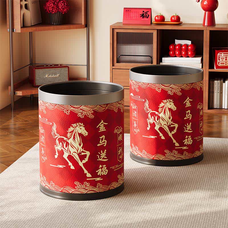 Ownkoti Oriental Heritage Galloping Horse Waste Bin - 9"W x 9"L x 10"H - image 0