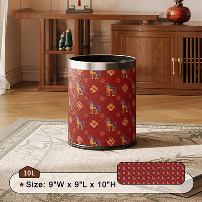 Ownkoti Oriental Geometric Horse Series Trash Can - 9"W x 9"L x 10"H - image 1