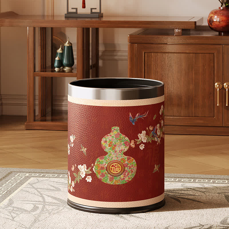 Ownkoti Traditional Oriental Floral Gourd Waste Bin - image 0